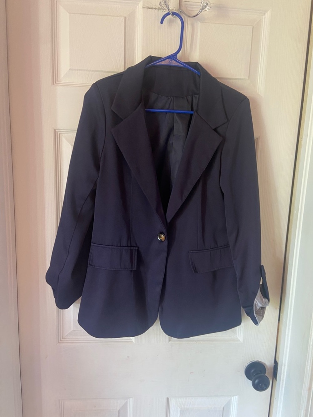 Classic Women's Navy Single-Button Blazer